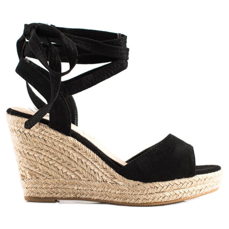 Sabatina Sandálias amarradas na cunha preto