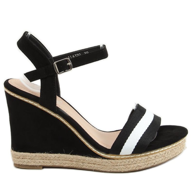 Sandálias pretas em uma cunha preta LL6320 preta preto