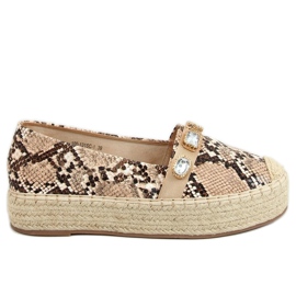 Alpercatas com pedras de cobra 100-131-SC-1 Taupe Snake bege castanho