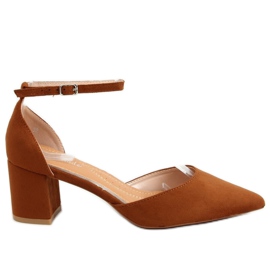 Bombas abertas marrom 7584 Camel