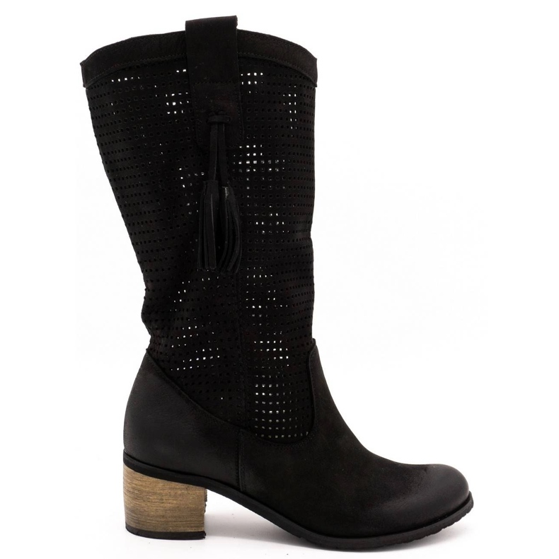 Olivier Botas pretas femininas D44 openwork preto
