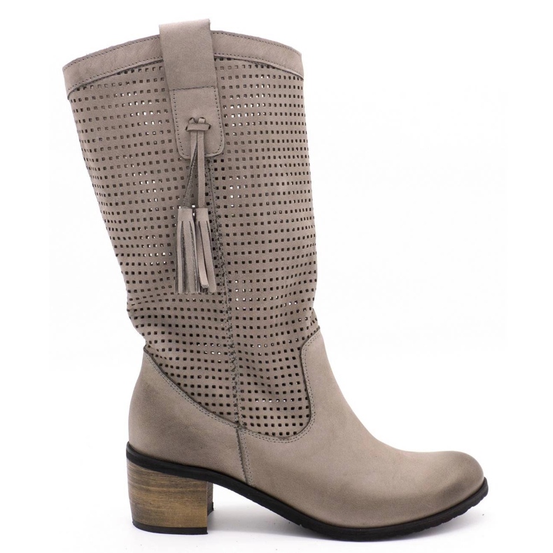 Olivier Botas femininas cinzentas perfuradas D44 cinza