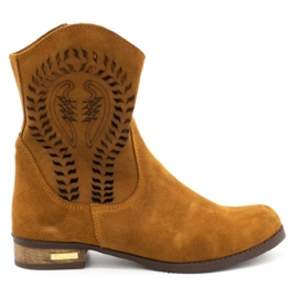 Olivier Botas vermelhas Cassie com bordados femininos castanho