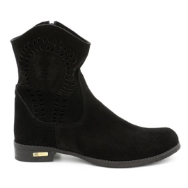 Olivier Botas femininas Cassie com bordas pretas preto Olivier Botas femininas Cassie com bordas pretas preto