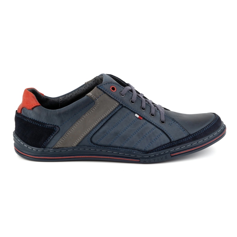 Sapatos de couro masculino Olivier 236GT azul marinho