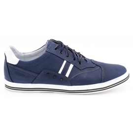 Polbut Sapatos casuais masculinos 1801 azul marinho com branco