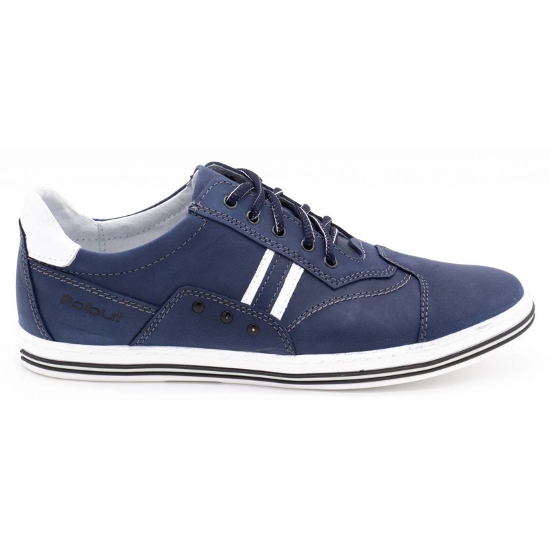 Polbut Sapatos casuais masculinos 1801 azul marinho com branco