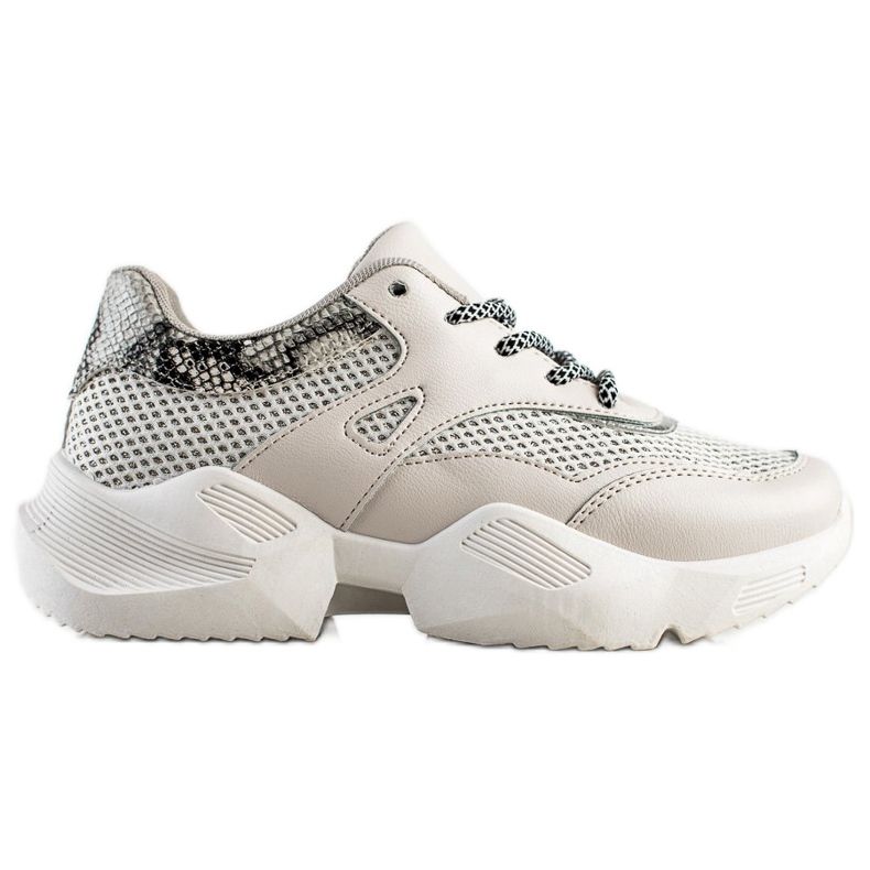 SHELOVET Tênis estampado de cobra cinza bege