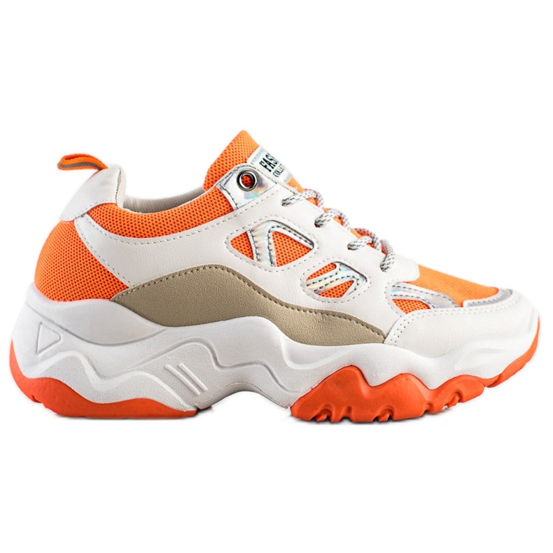 SHELOVET Tênis da moda com cordões branco laranja multicolorido SHELOVET Tênis da moda com cordões branco laranja multicolorido