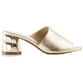 Goodin Chinelos Com Salto Decorativo dourado