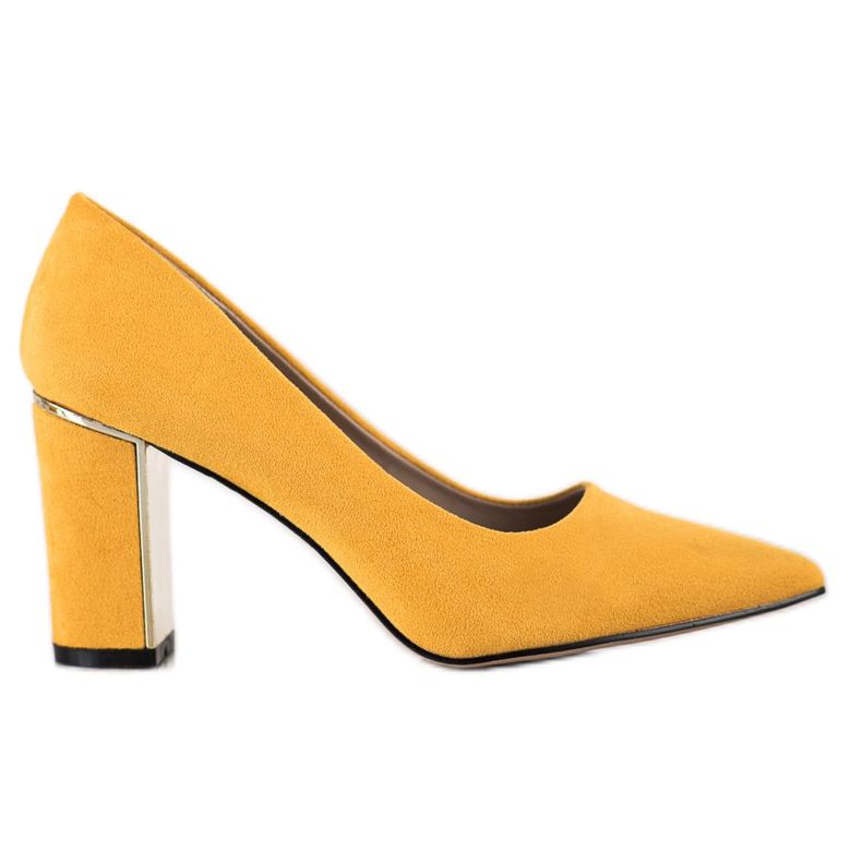 Goodin Bombas elegantes de salto alto amarelo
