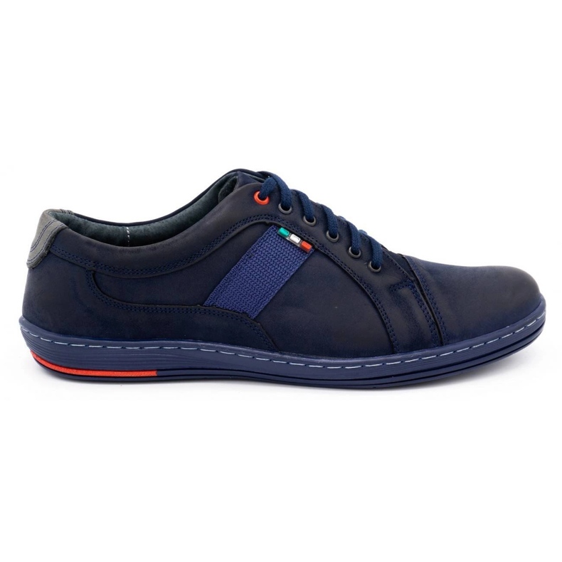 Olivier Sapatos casuais de couro masculino 238GT azul marinho