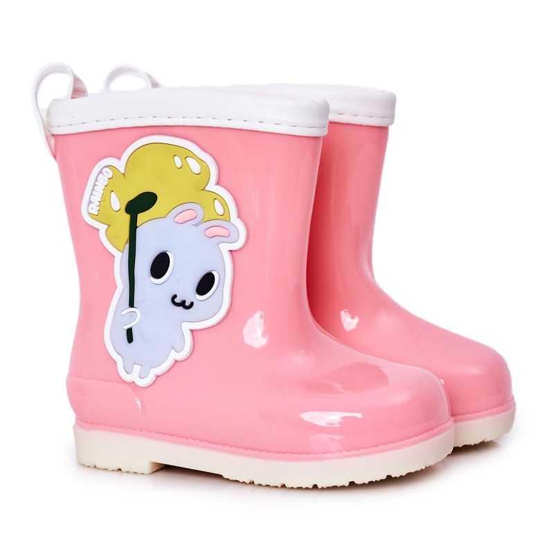 Botas de chuva infantis rosa com coelhinho