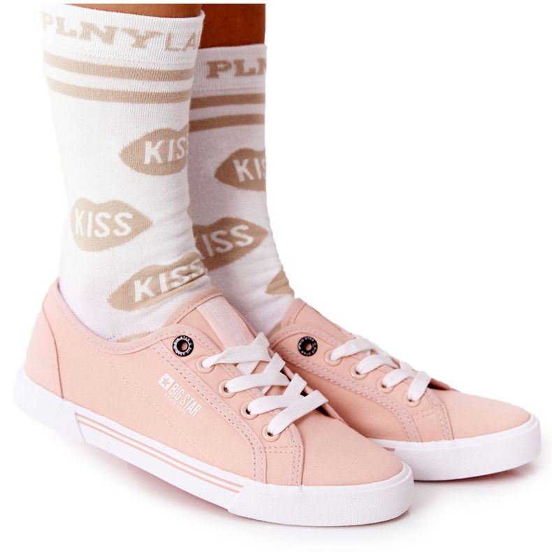 Tênis feminino Big Star HH274060 rosa branco