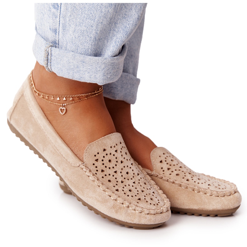 Mocassins de camurça feminino Beige Molly bege