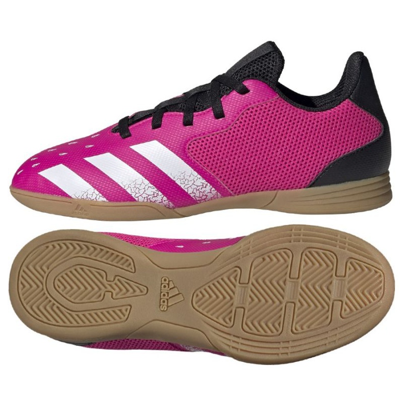 Adidas Predator Freak .4 In Sala Jr FW7539 chuteiras multicolorido rosas e roxos