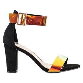 Goodin Sandálias em barra com efeito holo preto Goodin Sandálias em barra com efeito holo preto