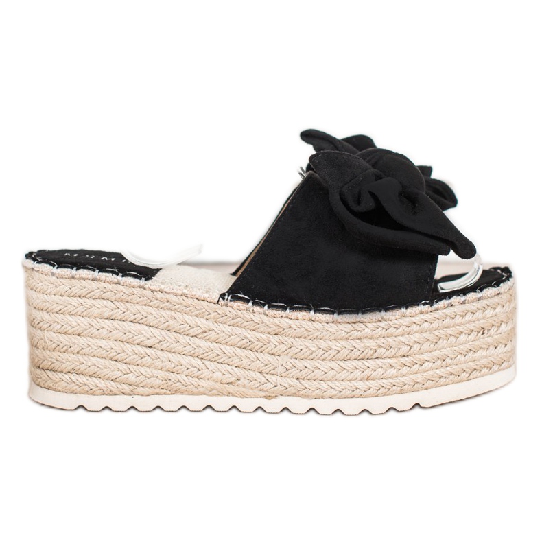 SHELOVET Chinelos na plataforma com um laço preto