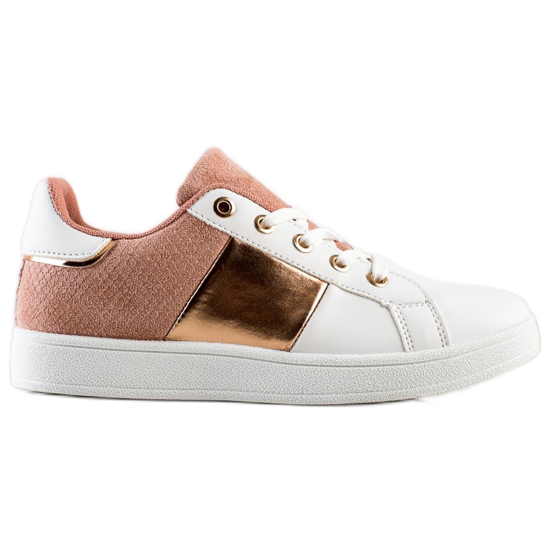 SHELOVET Tênis atados da moda branco rosa multicolorido