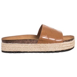 SHELOVET flip-flops de plataforma castanho