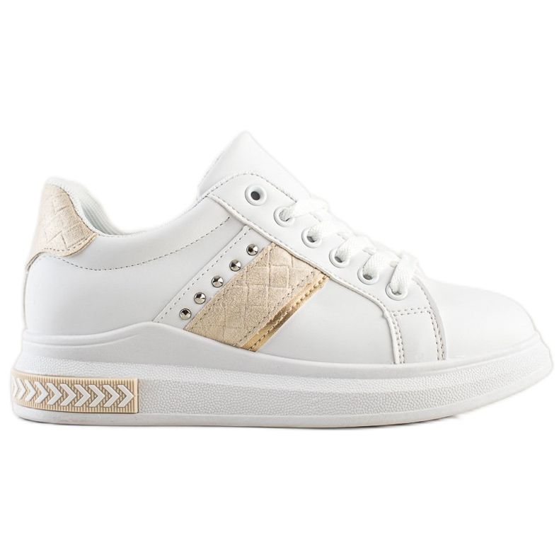 SHELOVET Tênis Casual branco dourado