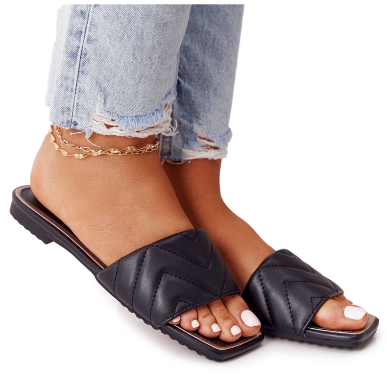 Chinelos de couro com acolchoado S.Barski 331-42 Preto