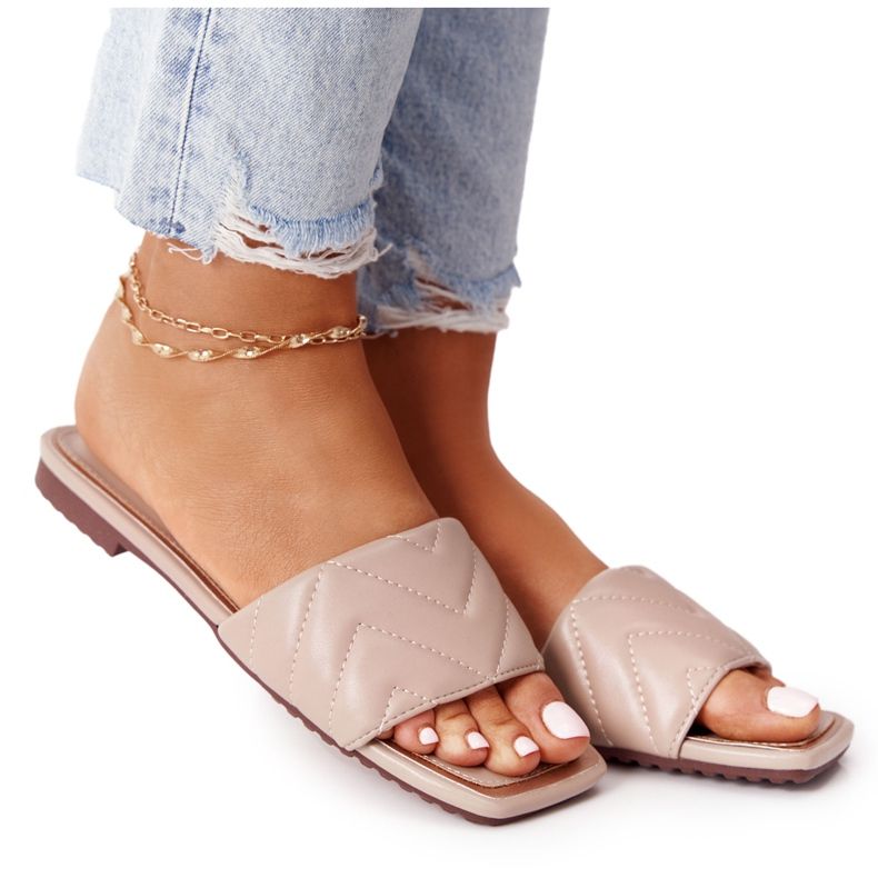 S.Barski Chinelos de couro com acolchoado S. Barski 331-42 Cappuccino bege