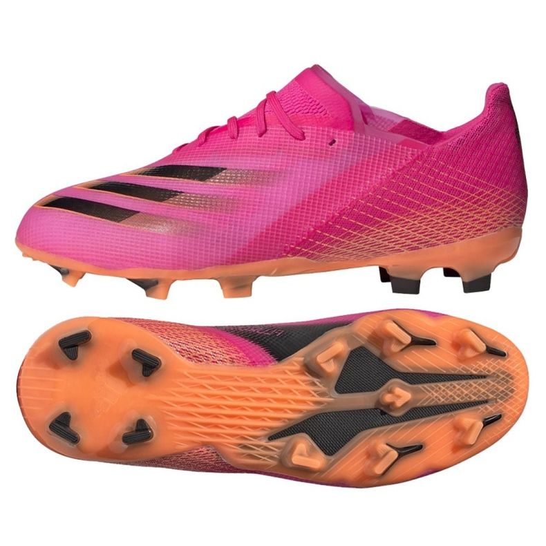 Chuteiras Adidas X Ghosted.1 Fg Jr FW6956 rosa, laranja rosa
