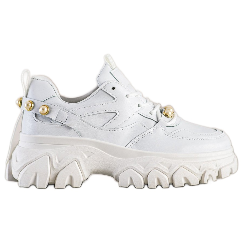 SHELOVET Tênis Branco Com Pérolas