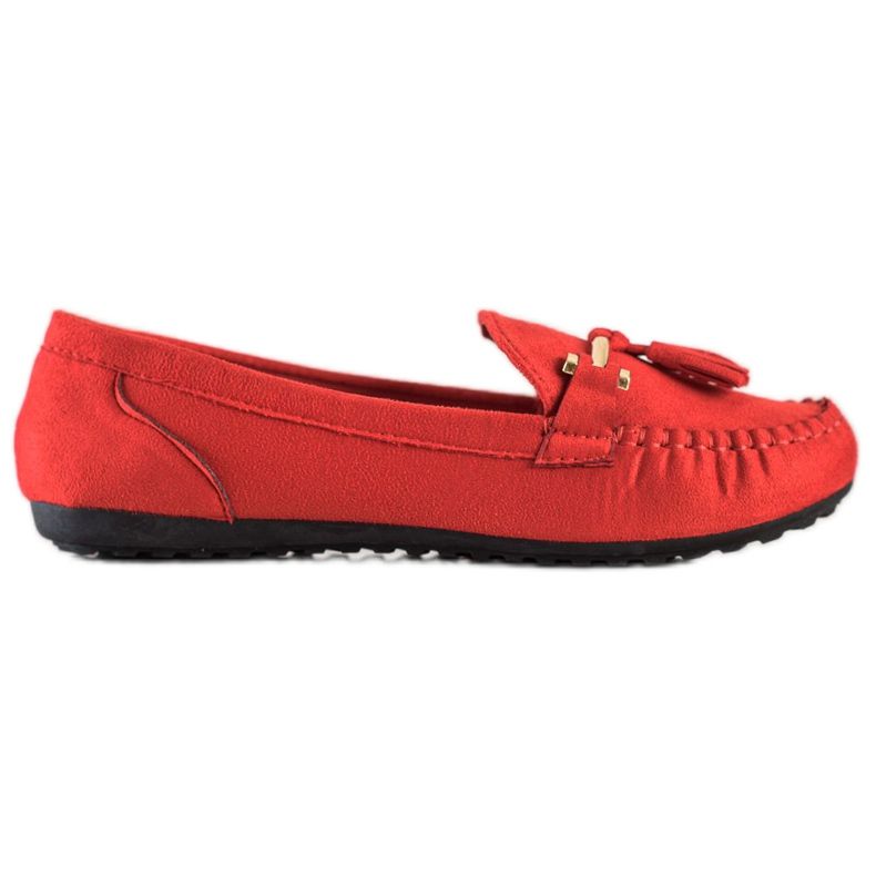 Queentina Mocassins de camurça da moda vermelho