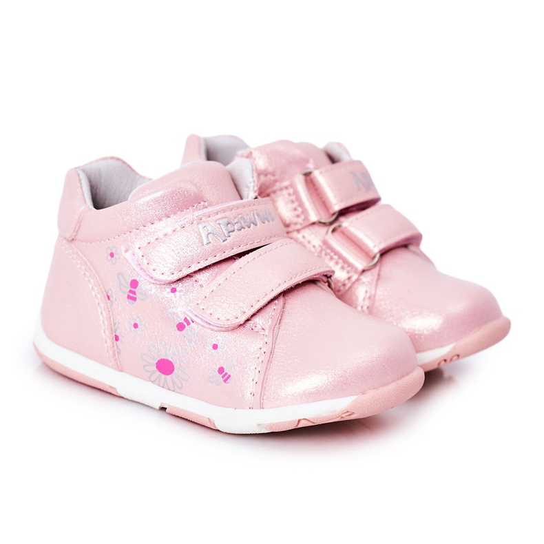 Apawwa Brogues infantis com velcro rosa milo