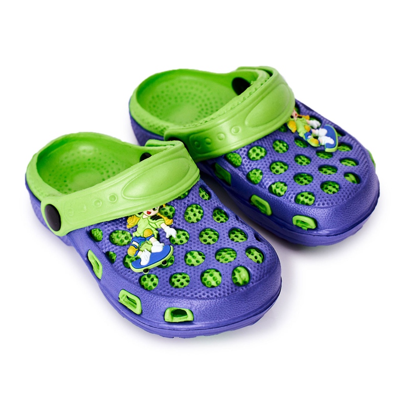 Chinelos de espuma infantil Crocs Júpiter Azul-Verde Marinho azul marinho