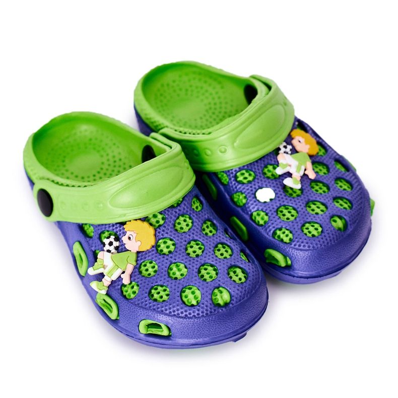 Chinelos de espuma infantil Crocs Júpiter Azul-Verde Marinho azul marinho