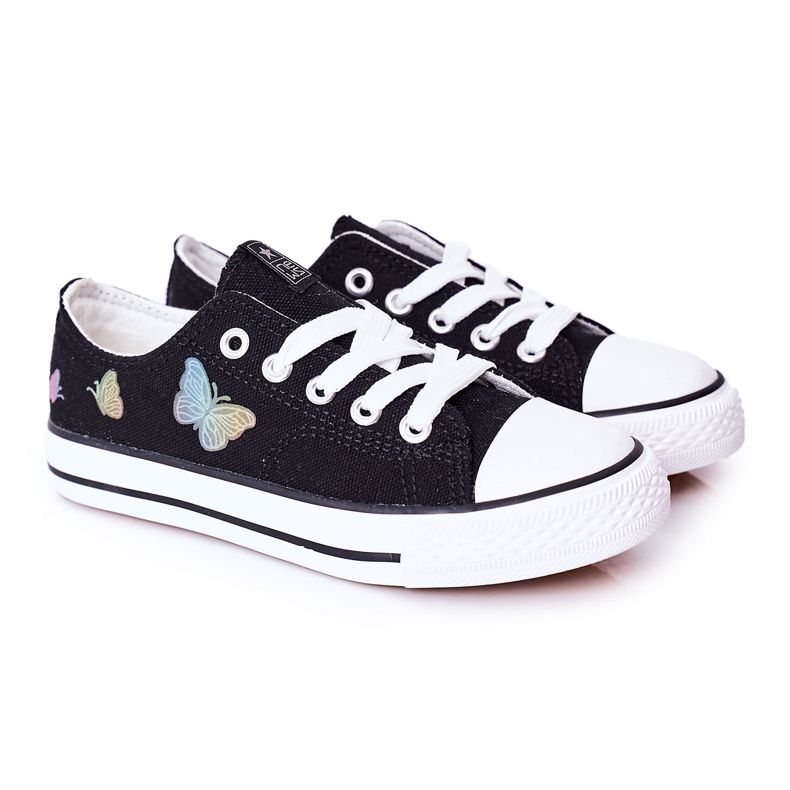 EVE Tênis infantis de contos de fadas negros com borboletas preto