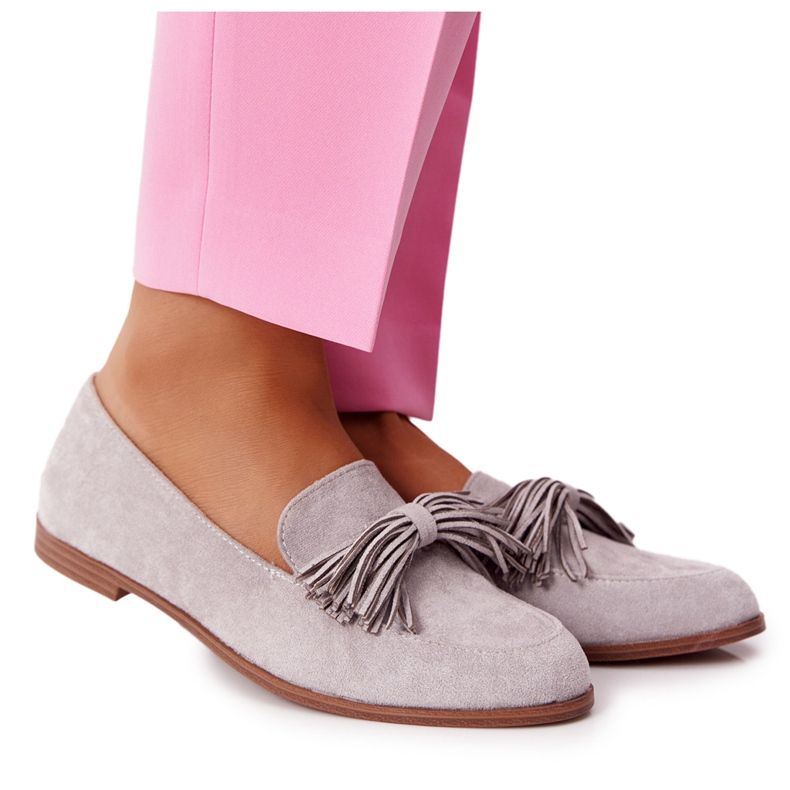 EVE Mocassins de camurça com franjas cinza Alicante