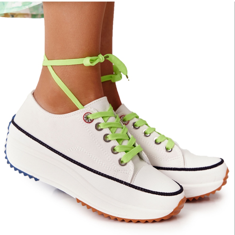 NEWS Tênis feminino na plataforma White Electric Love branco verde