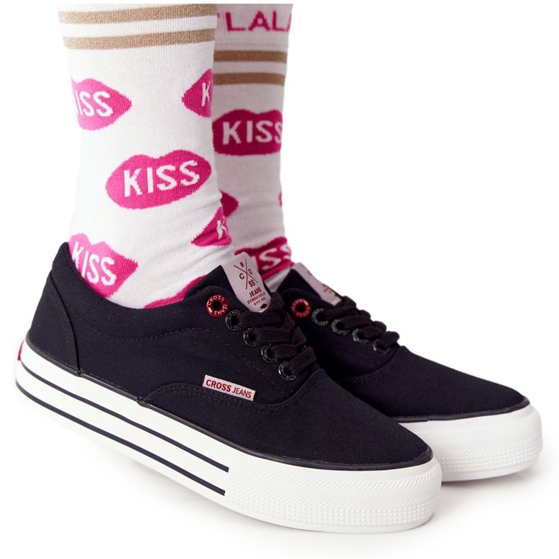 Cross Jeans Tênis feminino na cruz jeans FF2R4002C plataforma Czarme preto