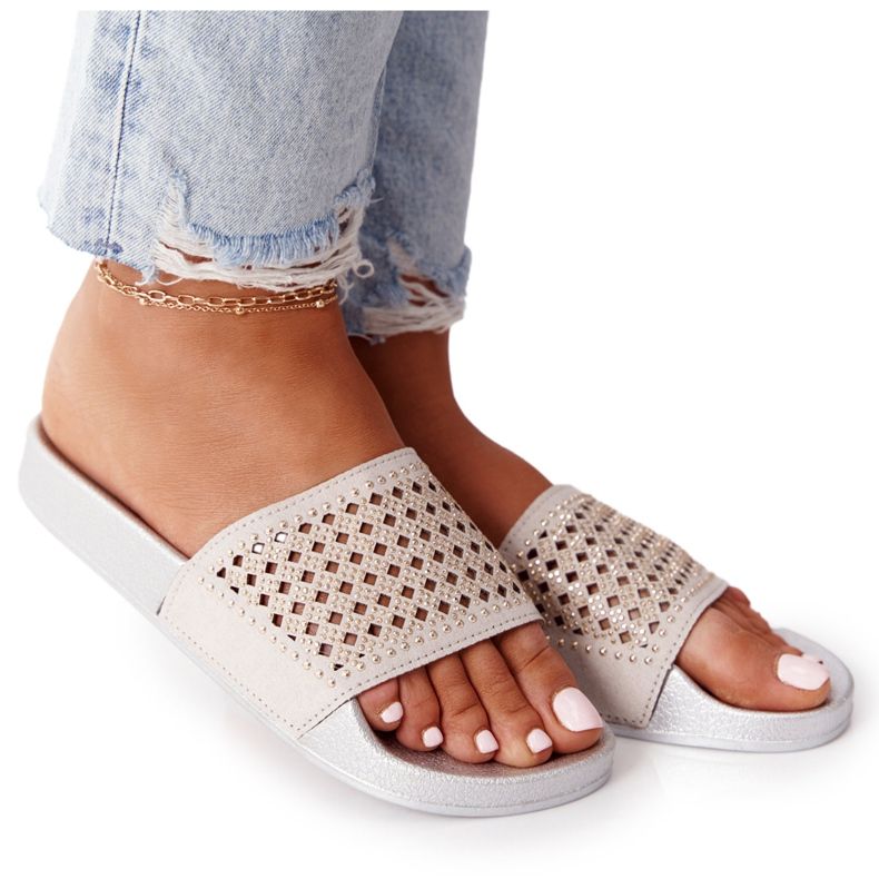 EVE Chinelos de borracha de lantejoulas cinza Tonya