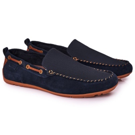 Mocassins casuais de camurça GOE HH1N4019 Azul marinho marrom azul-marinho