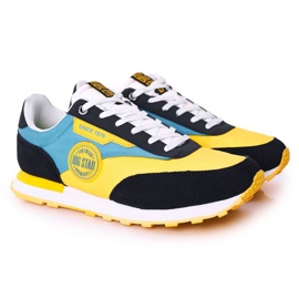 Tênis esportivos masculinos Memory Foam Big Star HH174249 amarelo-azul multicolorido
