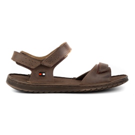 KOMODO Sandálias masculinas de couro marrom 881K
