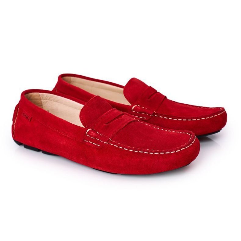 Mocassins casuais de camurça GOE HH1N4066 vermelho
