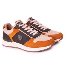 NEWS Sapatos esportivos masculinos. Tênis amarelo-marrom Harold multicolorido