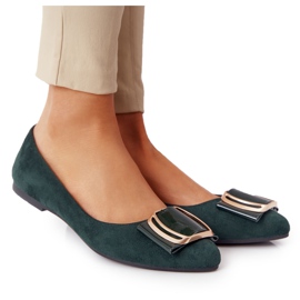 Bailarinas de camurça com fivela Sergio Leone BL623 ​​Verde dourado