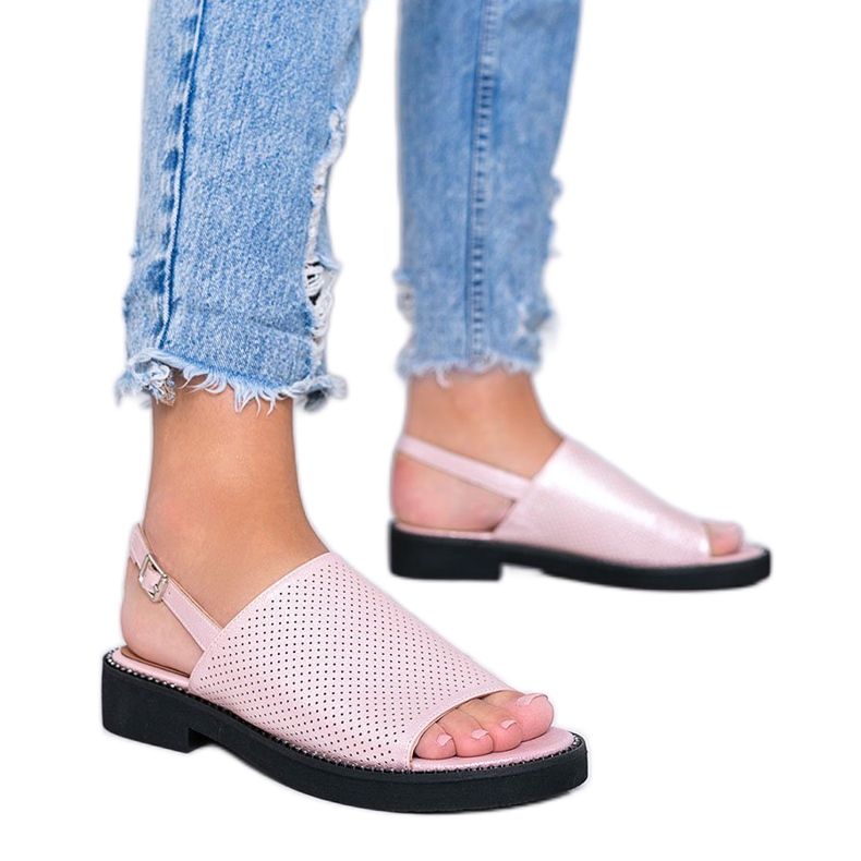 Sandálias de salto plano rosa da Betsy