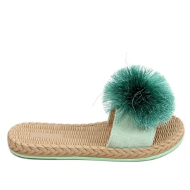 Chinelos de menta com pompom S-410 Green verde Chinelos de menta com pompom S-410 Green verde
