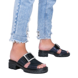 Chinelos azuis brilhantes com fivela Lizzy azul