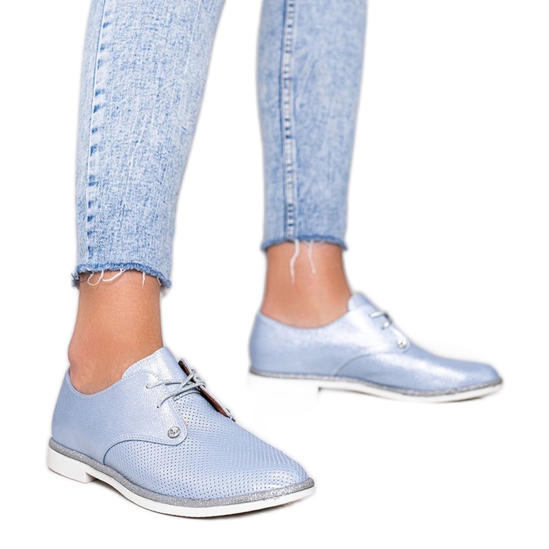 Sapatos azuis brilhantes abertos da Grand Street azul