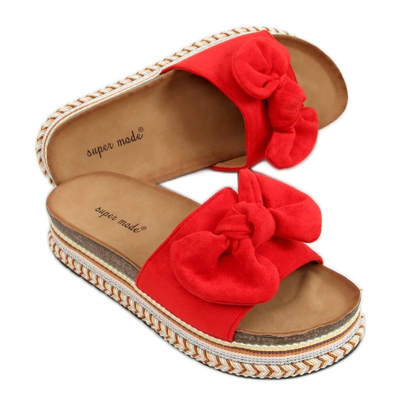 Red 7705 Chinelos vermelhos na sola decorada