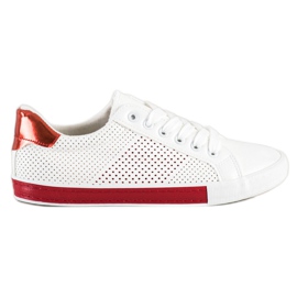 SHELOVET Tênis Openwork Com Uma Inserção Vermelha branco